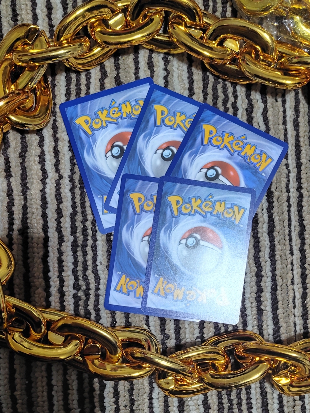 Men Gold Chain Necklace Statement Jewelry (Free Pokemon Card Pk)